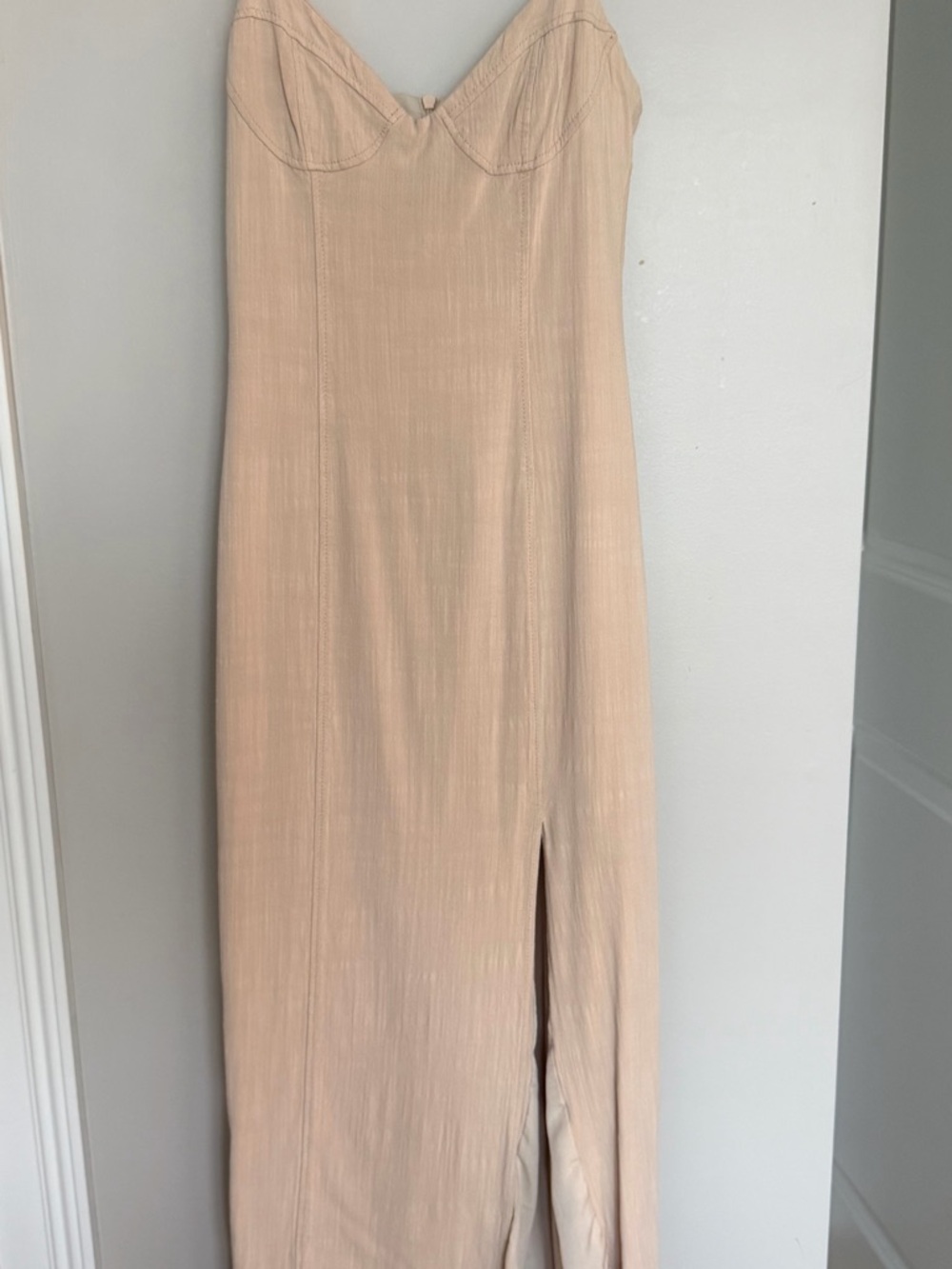Zara Beige Slip Dress with Front Slit